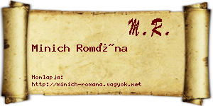 Minich Romána névjegykártya